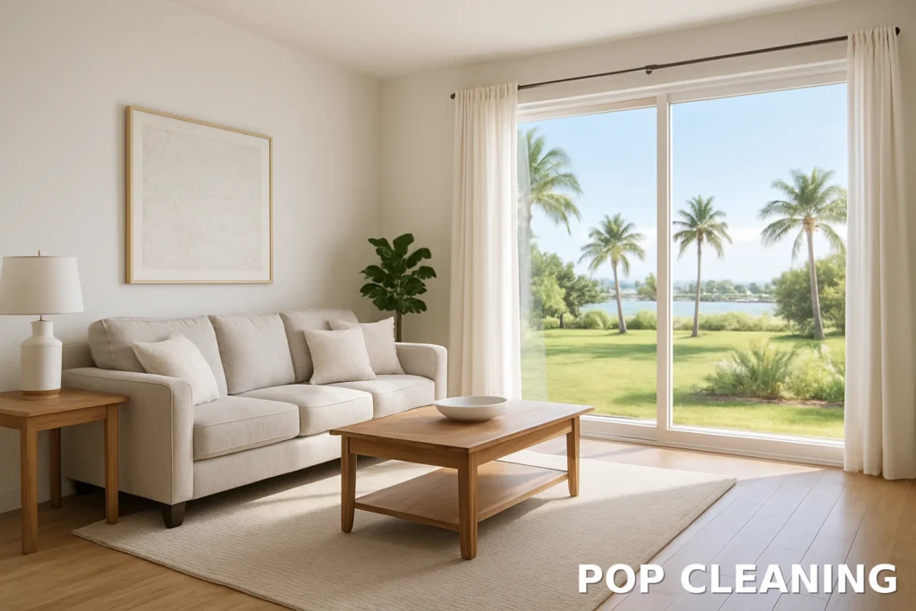 A sparkling clean living room, showcasing why POP Cleaning is the best cleaning company in Lee County